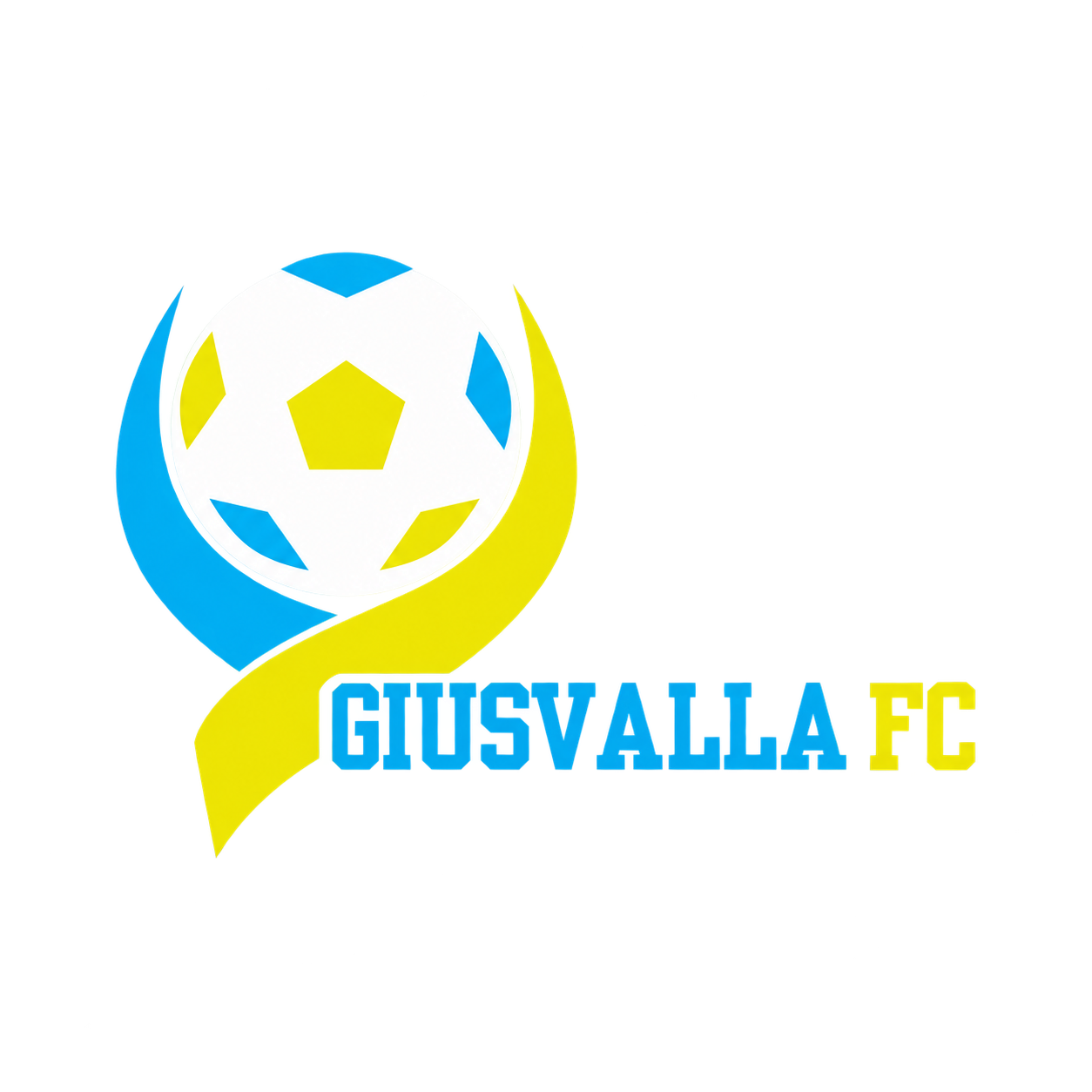 Logo Giusvalla FC, con pallone e nastri azzurri e gialli